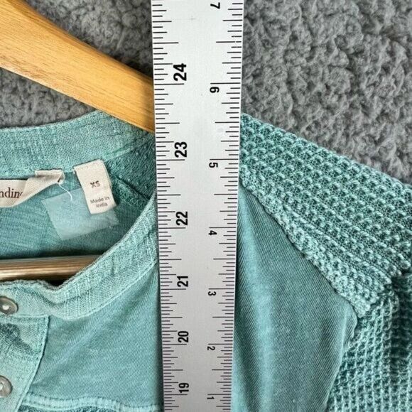 SOFT SURROUNDINGS WOMENS HENLY STYLE BLOUSE TURQUOISE SIZE XS - Picture 9 of 11